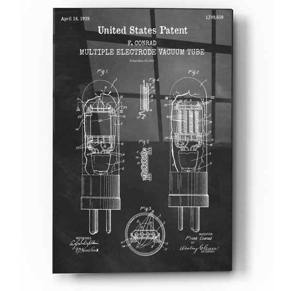 17 Stories Vacuum Tube Blueprint Patent Chalkboard On Plastic / Acrylic Print | Wayfair